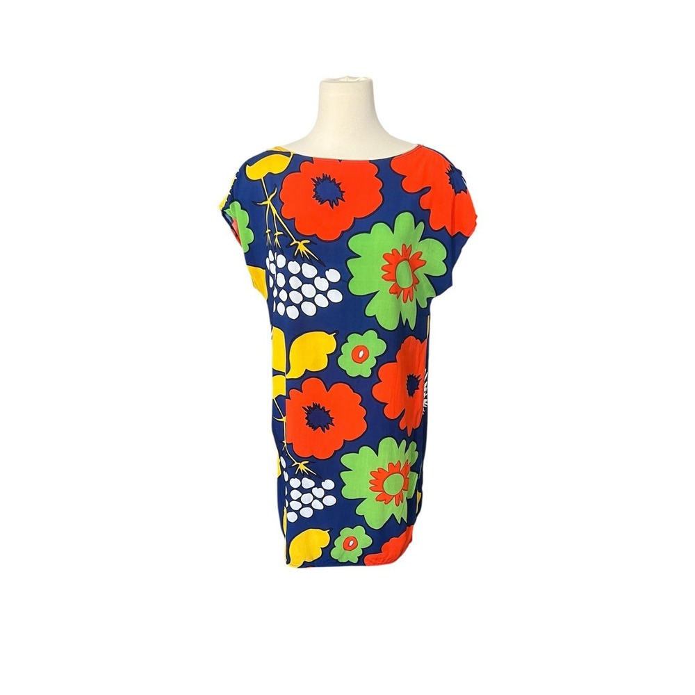 Marimekko Target Floral Multicolor Tunic Mini Dress Sz. S Hippie Beach Resort